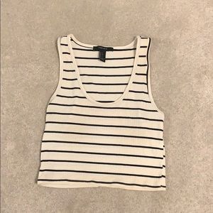 White and black stripped crop top forever 21